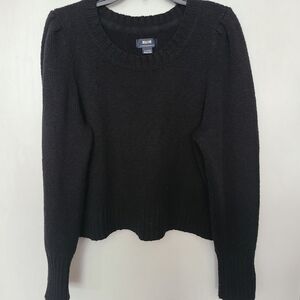 Maeve by Anthropologie Puff-Sleeved Black Sweater Cotton Long Sleeve X-Large